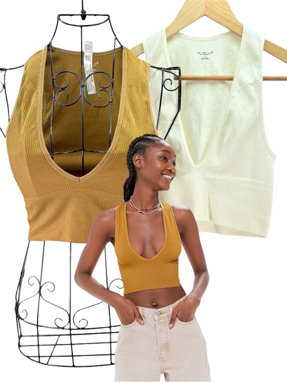 Urban Outfitters Out From Under Seamless Ribbed Tank Tops Set of 2, Size Small